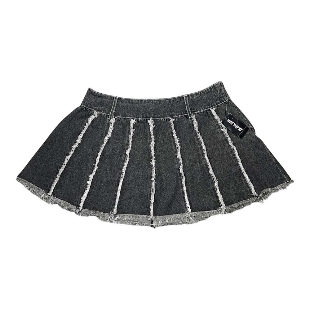 Hot Topic Grey Washed Raw Hem Belted Side Denim Skirt Size XL